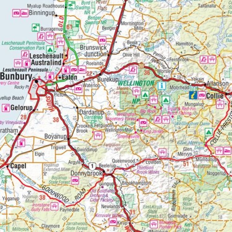 Hema South West Western Australia Map Multicoloured