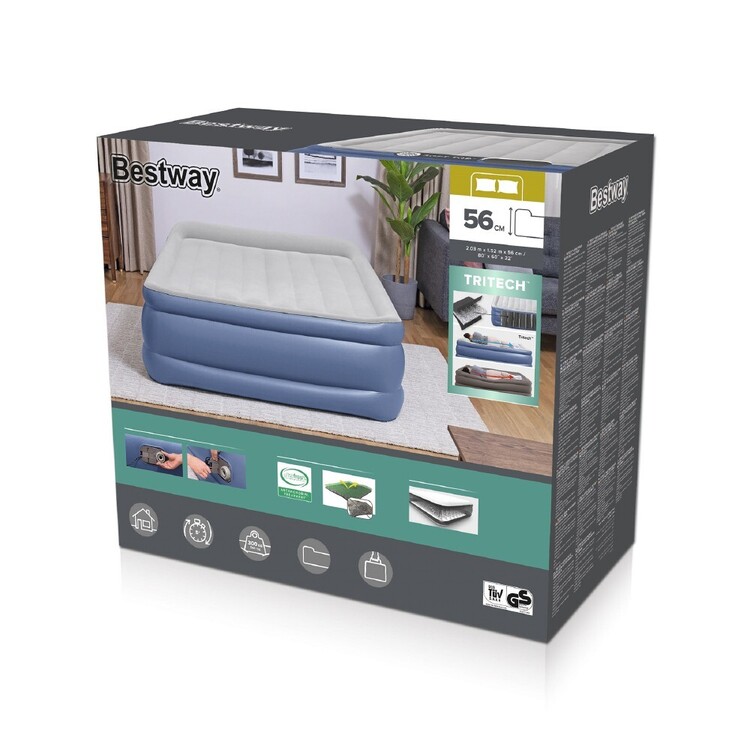 Bestway Nightright Double High Airbed with Pump Queen Navy Blue