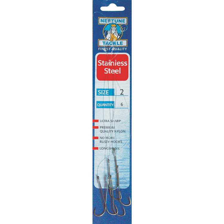 Neptune Tackle Stainless Steel Snelled Long Shank Hooks