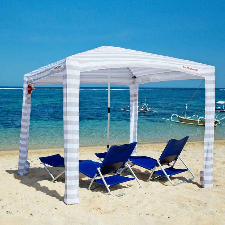 CoolCabana 5 Beige Stripe Beach Shade Stripe Medium
