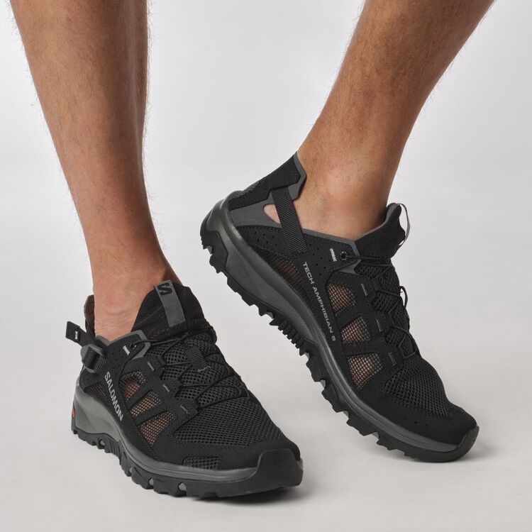 Salomon Men's Techamphibian 5 Sandal Black, Magnet & Monument