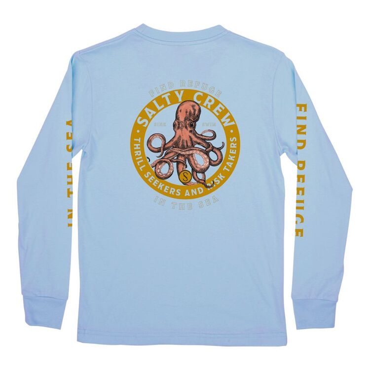 Salty Crew Deep Reach Long Sleeve Boys Tee Light Blue