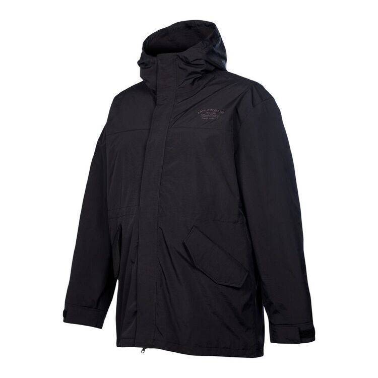 Cape Men's Long Hood Rain Coat Plus Size Black