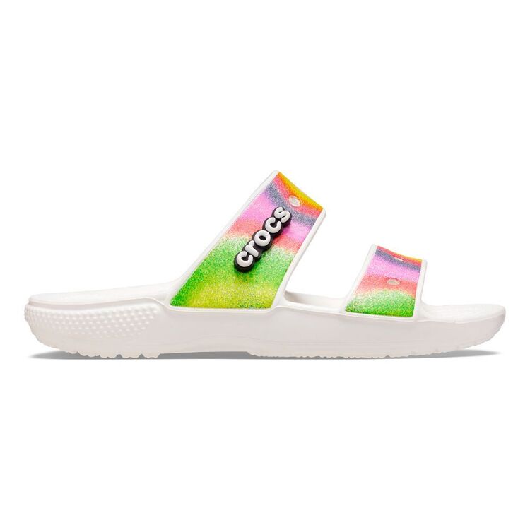 Crocs Unisex Classic Spray Dye Sandal White & Multicoloured M9 / W11