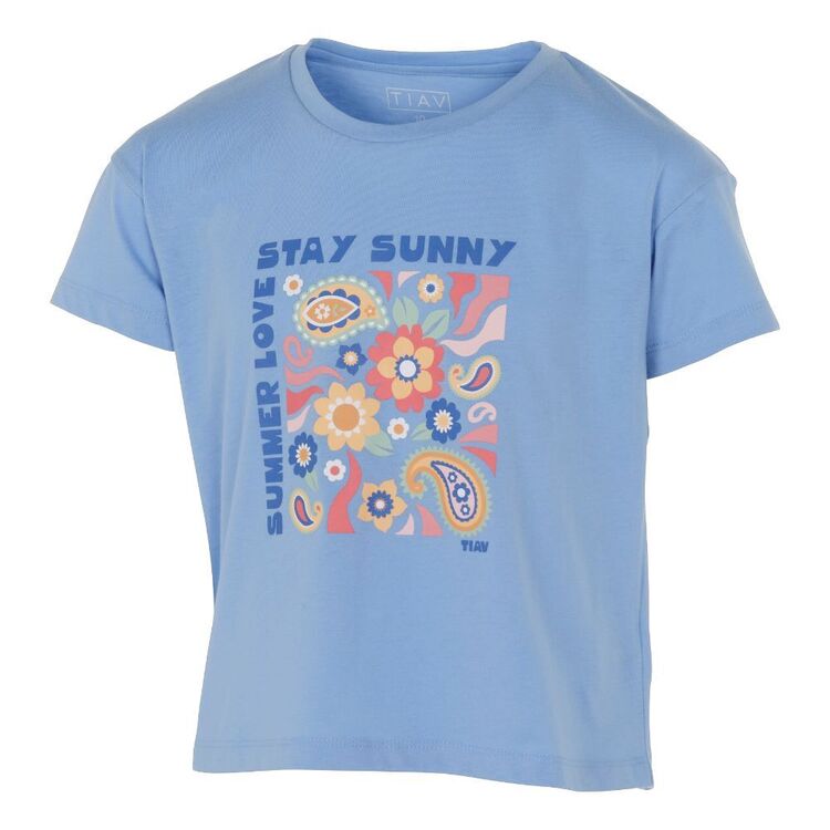 Trip In A Van Kids Summer Crop Tee Cornflower