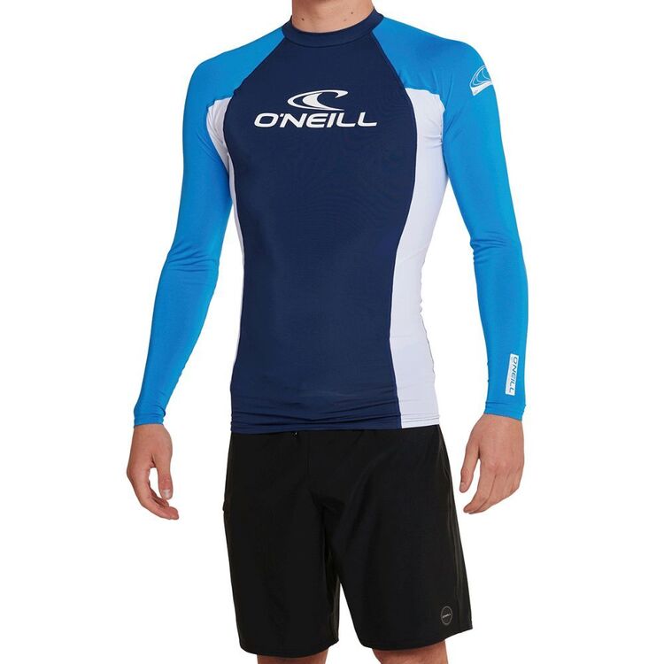 O'Neill Men's Basic Skins Long Sleeve Rash Vest Navy & White
