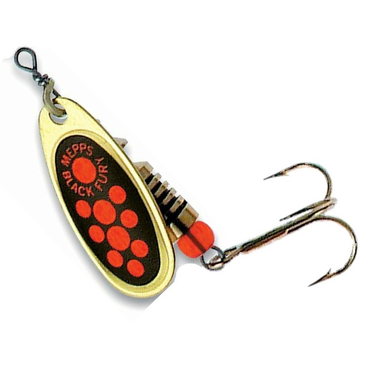 Mepps Black Fury Spinner Lure Orange Dot