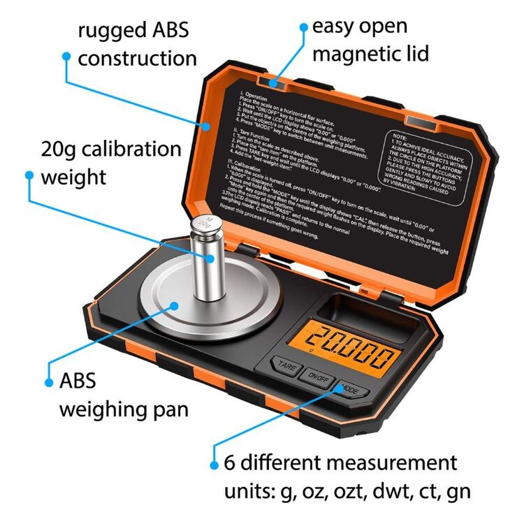 Prospecting Portable 20g Digital Scale Black & Orange