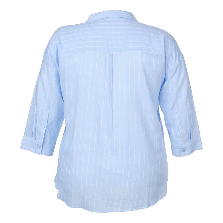 Gondwana Women's Bouddi 3/4 Sleeve Shirt Plus Size Bluebell Stripe
