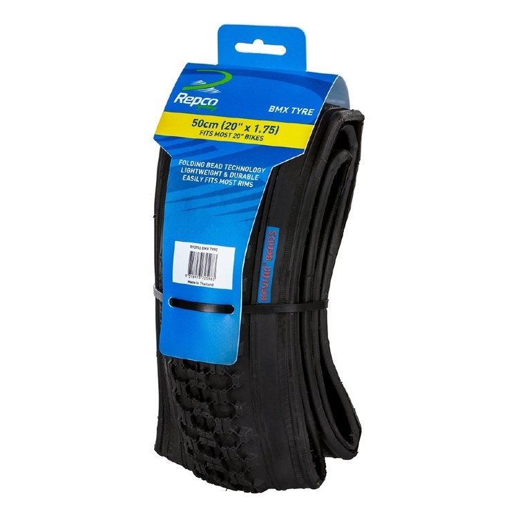 Repco 50 cm BMX Folding Tyre Black 20 x 1.75 in