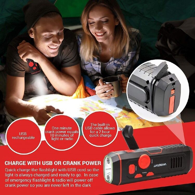 Life+Gear Stormproof Crank Torch Black 100 Lumens
