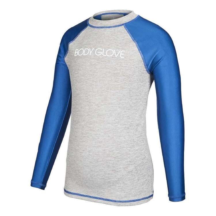 Body Glove Youth Contrast Sleeve Rash Vest Grey Marle & Navy