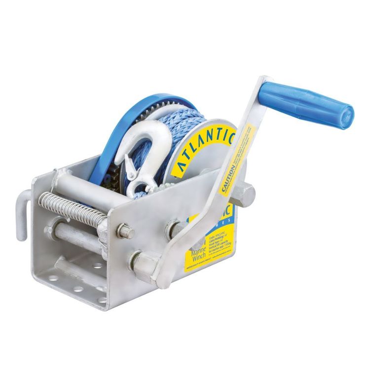 Atlantic Dyneema Winch 1500kg 3 Speed HD Ratio 7.5m x 7mm Snap Hook Silver
