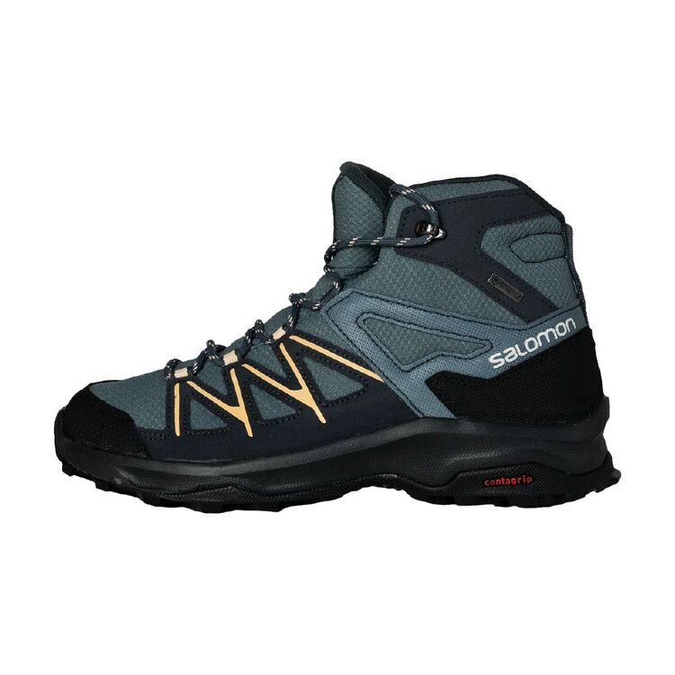 Salomon Women's Daintree Gore-Tex Mid Hiking Boots Stormy Weather, Ebony, Almond Cream