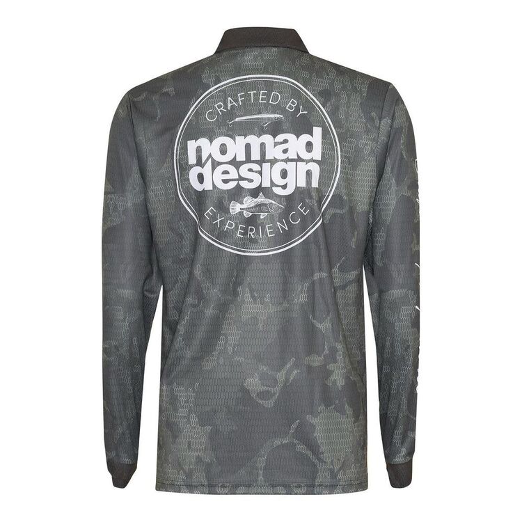 Nomad Design Collared Khaki Camo Logo Fishing Shirt Green
