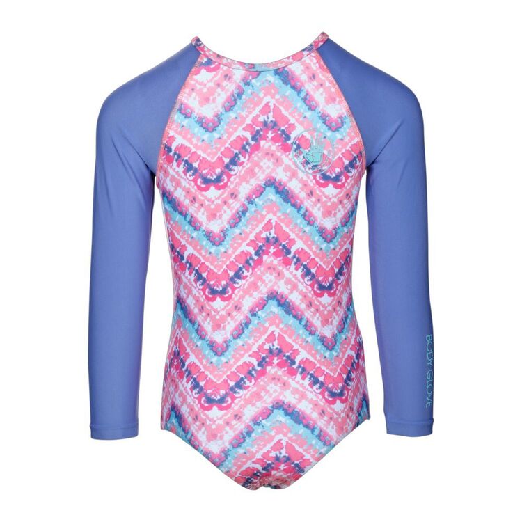 Body Glove Kids Long Sleeve Zig Zag Printed Swimsuit Blue