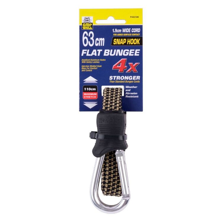 Gripwell 63cm Flat Strap Bungee With Snap Hooks Yellow 63 cm