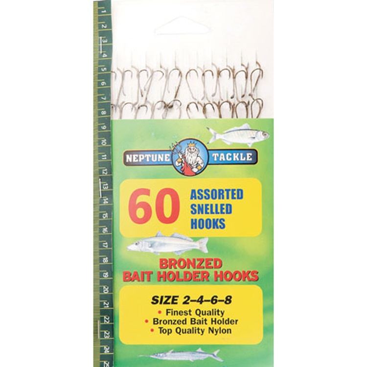 Neptune Tackle Snelled Nylon Bronze Baitholder Hooks Assorted Pack