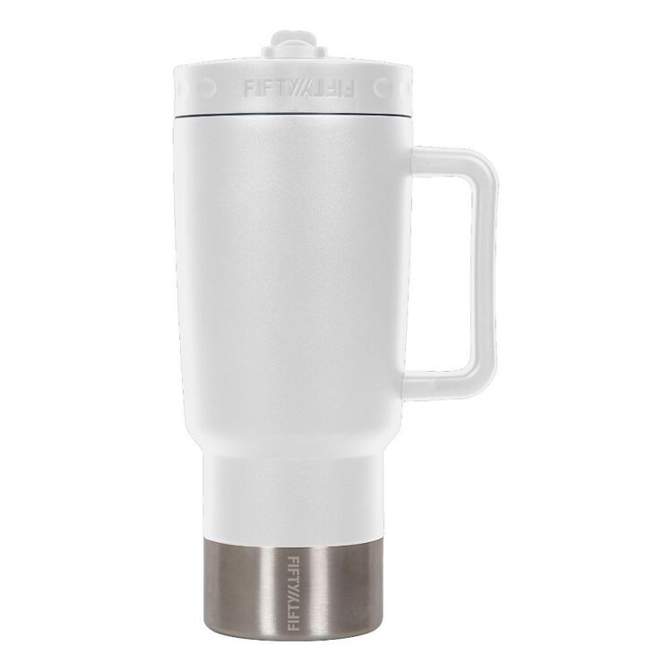 Fifty/Fifty 887mL Mug With Straw Lid White 887 mL
