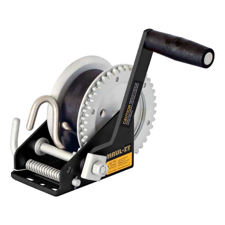 Haul-It Tinny / Jet Ski Winch 550kg 4:1 Ratio 6m Webbing S Hook