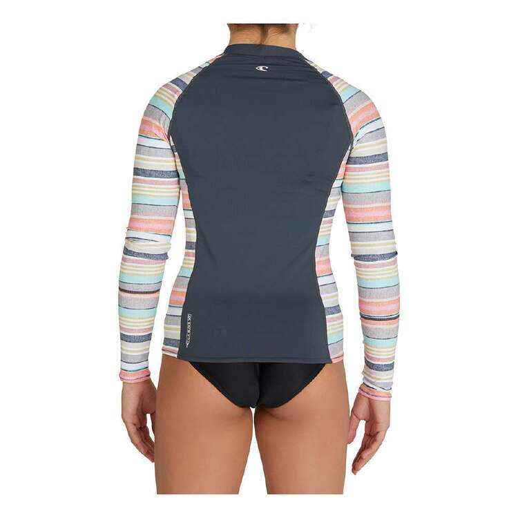 O'Neill Girls' Lane Full Zip Long Sleeve Rash Vest GMA2 Gunmetal & Alexa Tile