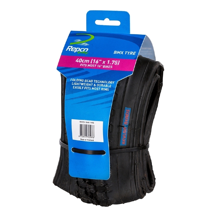 Repco 40 cm BMX Folding Tyre Black 16 x 1.75 in