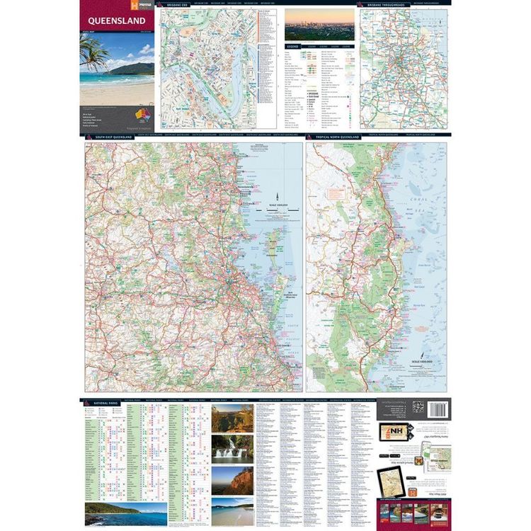 Hema Queensland State Map Multicoloured
