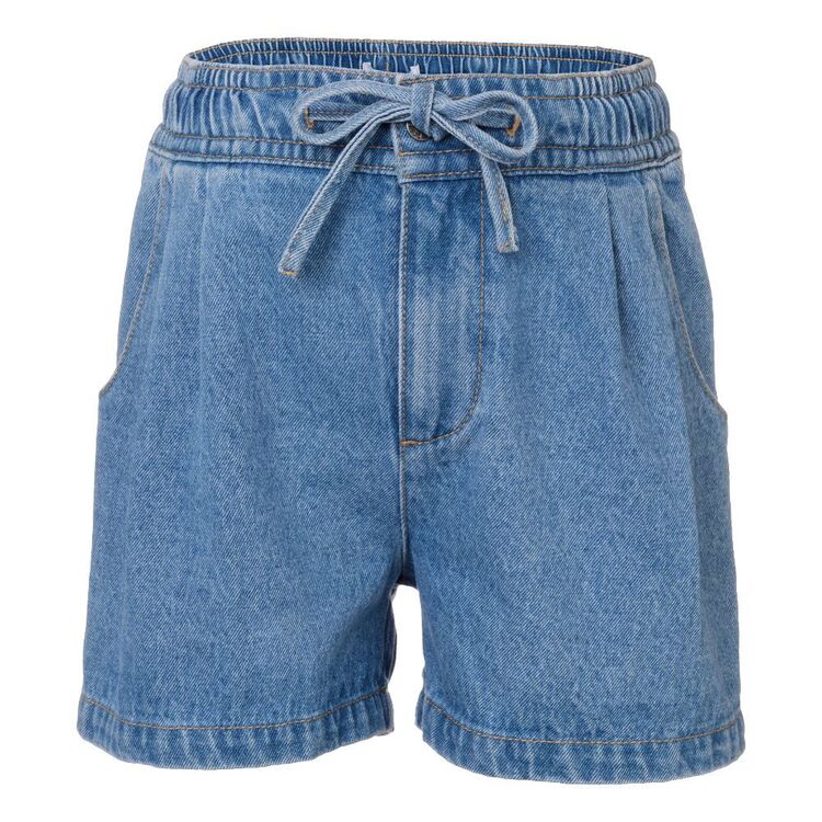 Cape Youth Girl's Paperbag Denim Shorts Denim Blue