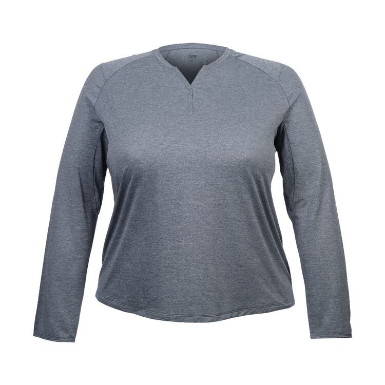 Cape Women's Holly Long Sleeve Henley Top Plus Size Navy