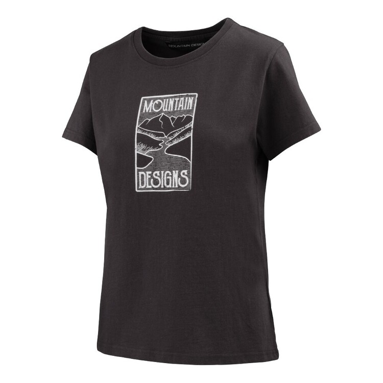 Mountain Designs Women's Black Australus Short Sleeve Tee Washed Black