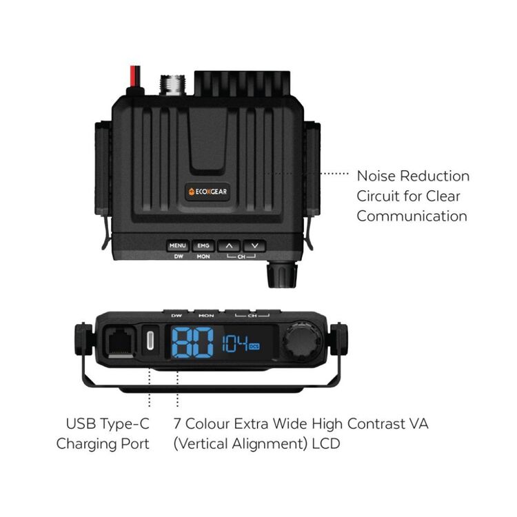 Ecoxgear 5 Watt Super Compact UHF CB Radio Pack Black