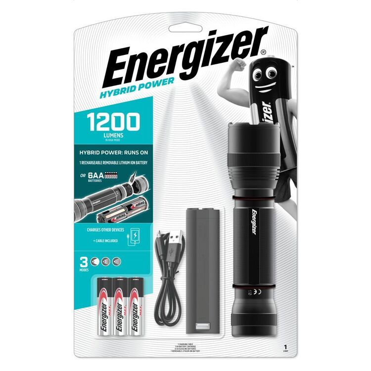 Energizer 1200 Lumen Hybrid Power Tactical Torch Black 1200 Lumens
