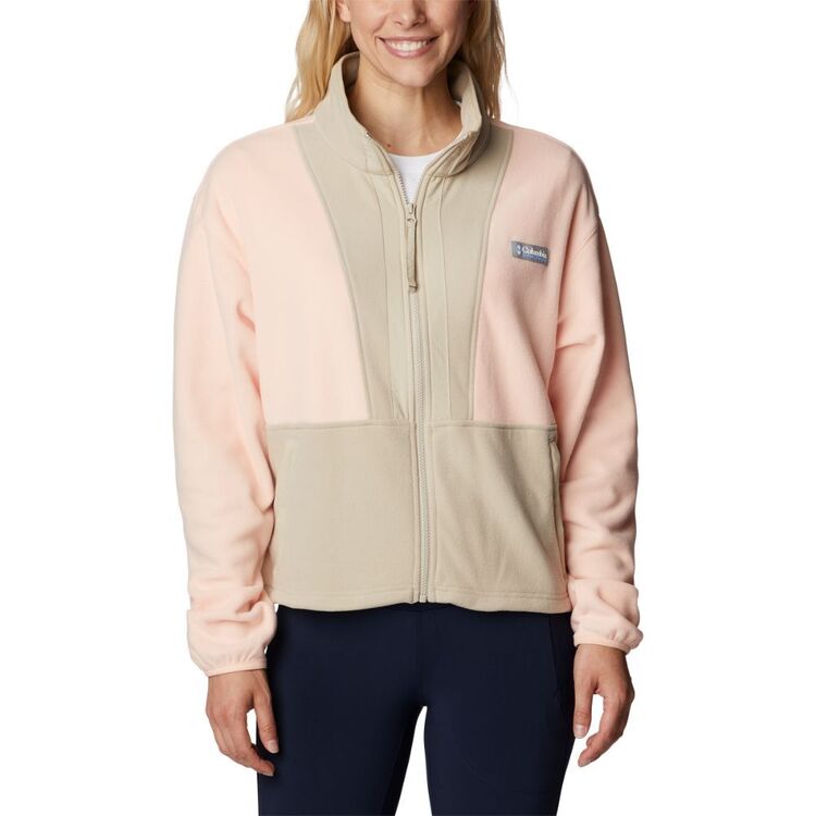 Columbia Women's Back Bowl Full Zip Fleece Jacket Peach Blossom & Ancient Fossil