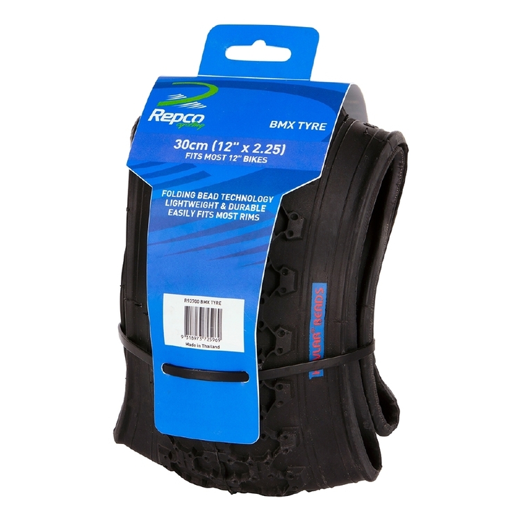 Repco 30 cm BMX Folding Tyre Black 12 x 2.25 in