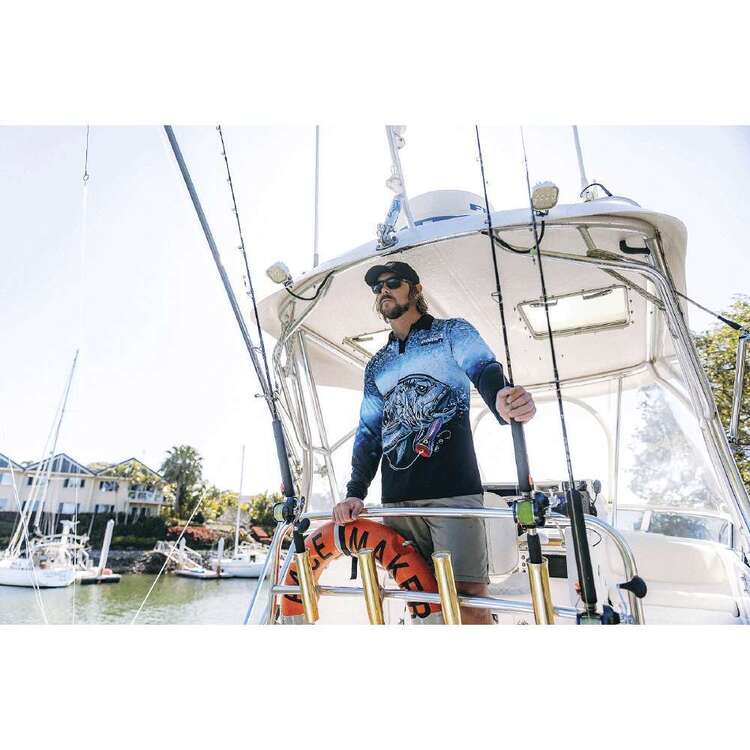 Nomad Design GT Hookup Underwater Collared Fishing Shirt Blue