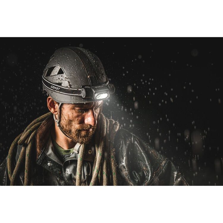 COAST 2000 Lumens Rechargeable Waterproof Tri-Colour Headlamp Black