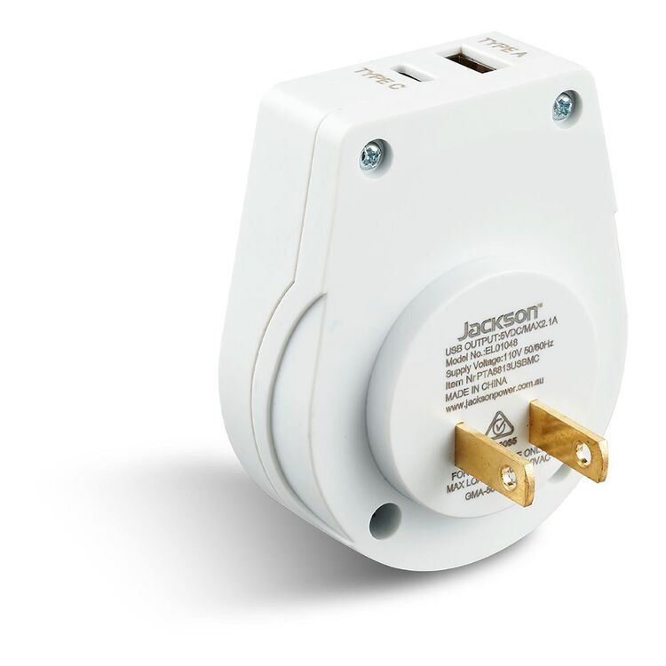 Go Travel Slim Japan Outbound Travel Adaptor USB-A + USB-C White