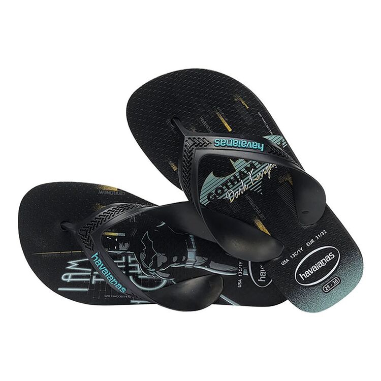 Havaianas Kids' Hero Max Thongs Black, Black and Blue