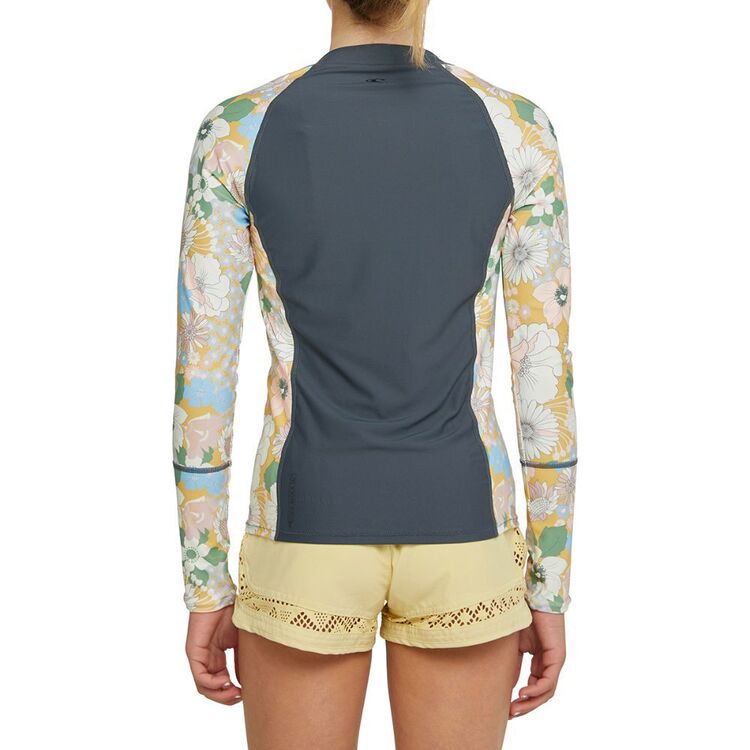 O'Neill Girls Long Sleeve Rash Vest Gunmetal Floral