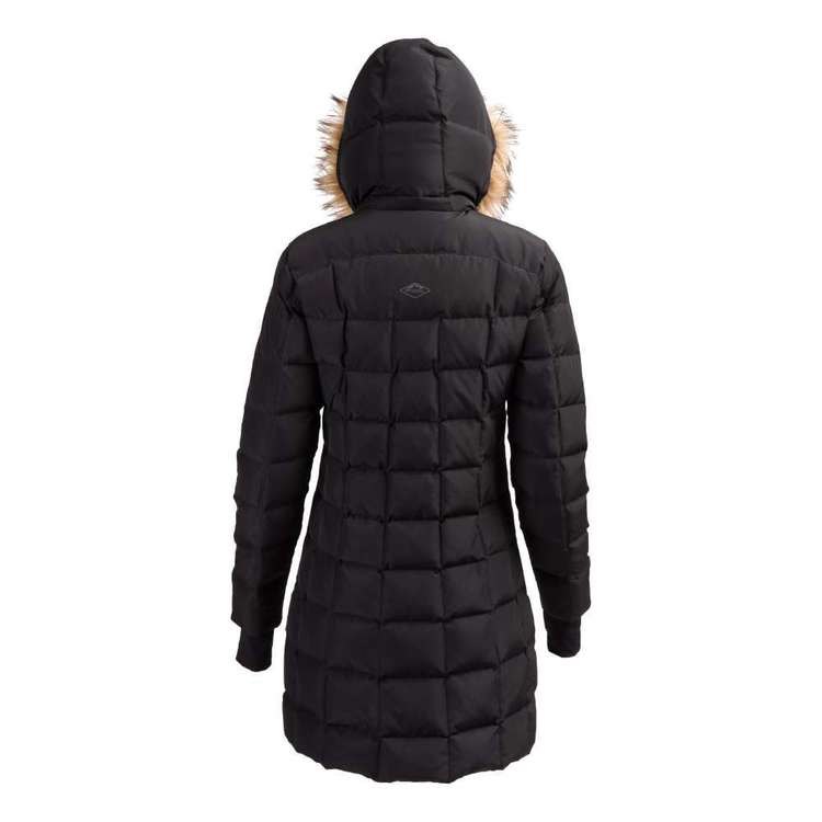 Mountain Designs Women's Liberty 700 Goose Down Hooded Longline Jacket Black