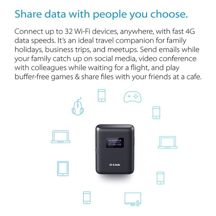 D-Link DWR-933 4G LTE Cat 6 Wi-Fi Hotspot Black