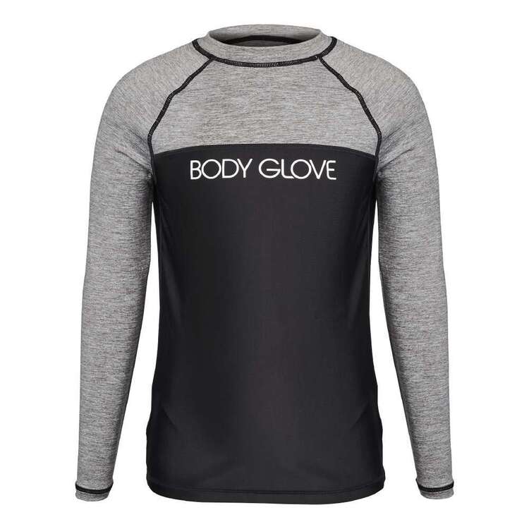Body Glove Youth Contrast Chest Long Sleeve Rash Vest Grey Marle & Black