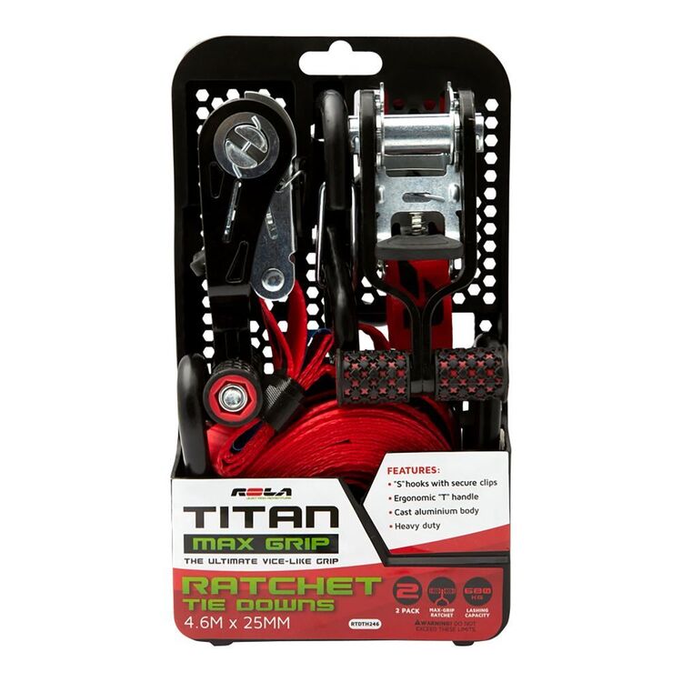 Rola Titan 4.6 m Ratchet Tie Down Pair Silver 4.5 m