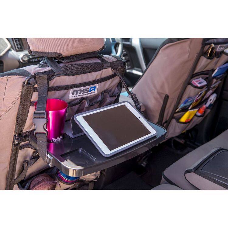 MSA 4X4 Seat Organiser With Drop Down Table Black