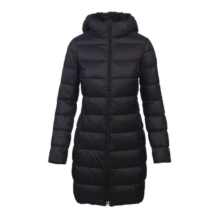 Cape Women's Travel-Lite Long Line Hooded Puffer Jacket Black