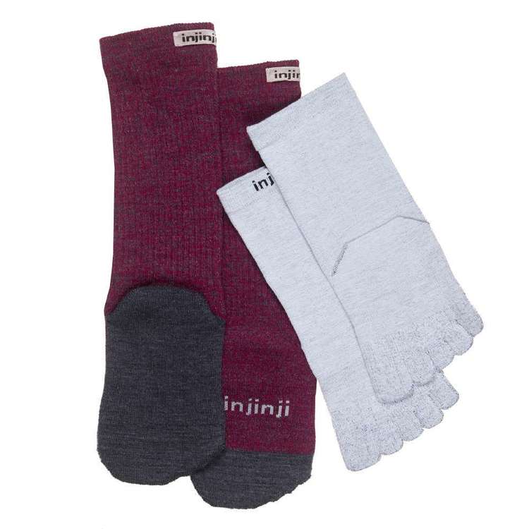 Injinji Women's Hiker Liner Maroon