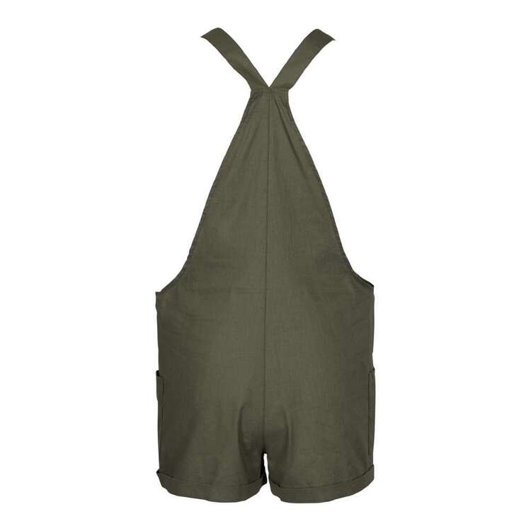 Trip In A Van Women's Linen Blend Overalls Thyme