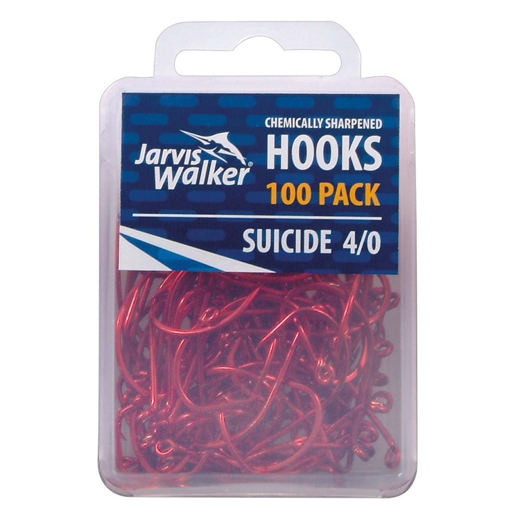 Jarvis Walker Red Suicide Chemically Sharpened Hook 100 Pack