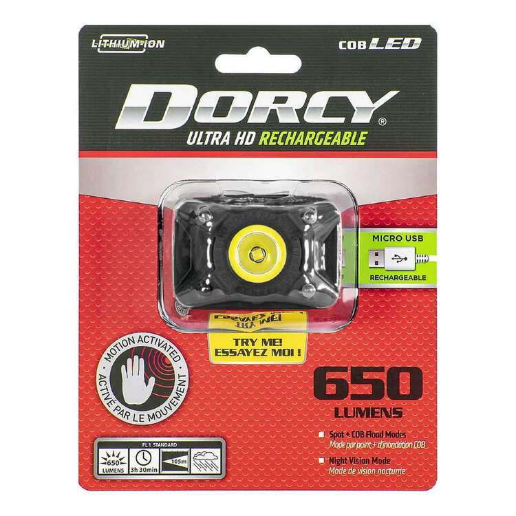 Dorcy 650 Lumen Rechargeable Sensor Headlamp Black 650 Lumens