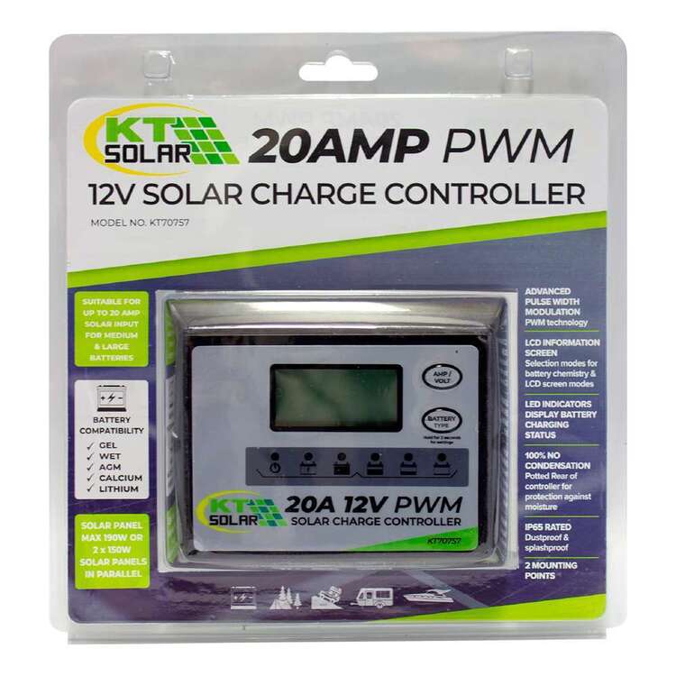 KT Cables 20 Amp Solar Regulator White